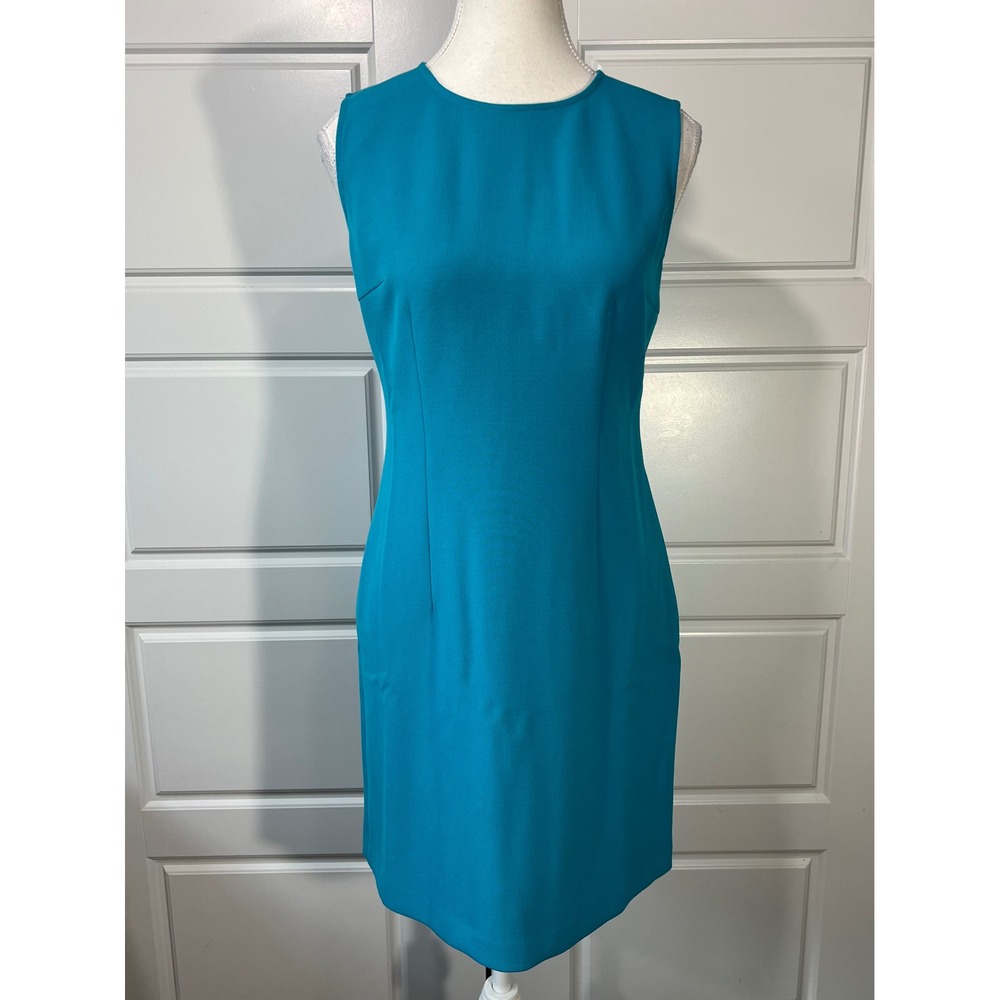 Lazzari Made In‎ Italy Sleeveless Sheath Dress US 8 Turquoise Blue